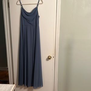 David’s bridal steel blue bridesmaids dress size 8